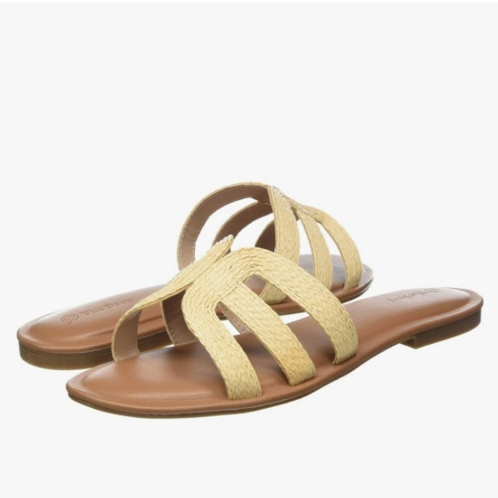 Woven Strap Women's Slide Sandals in Natural